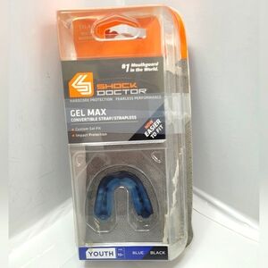 SHOCK DOCTOR GEL MAX MOUTH GUARD CONVERTIBLE STRAP/STRAPLESS YOUTH AGE 10- NEW